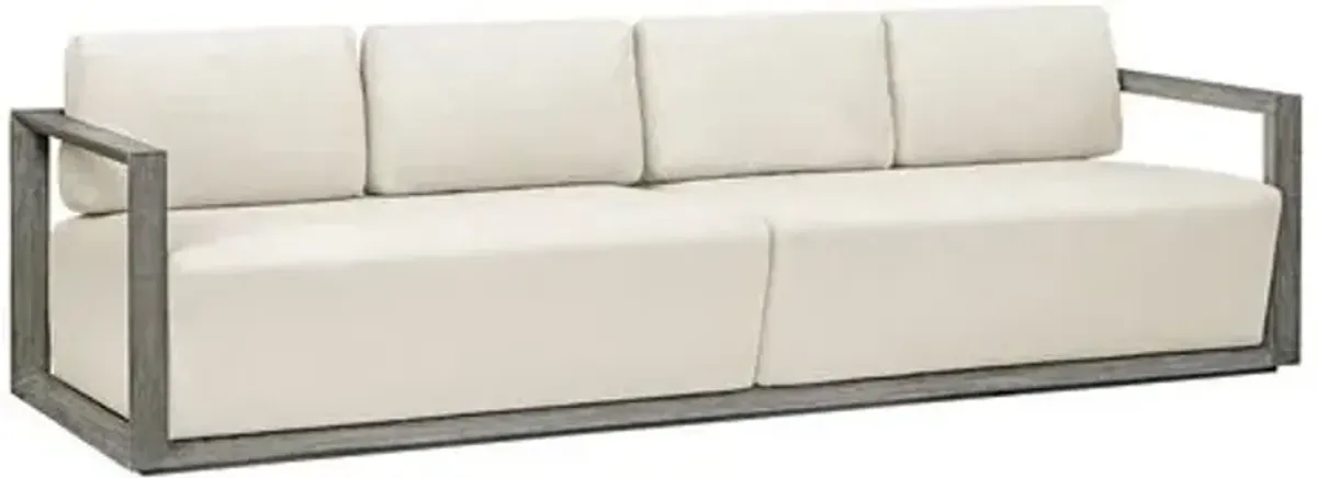 Corinna Outdoor Mahogany Sofa - Brown/White