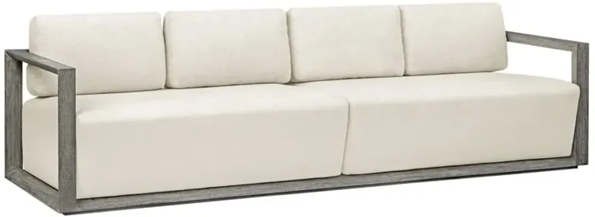 Corinna Outdoor Mahogany Sofa, Brown/White