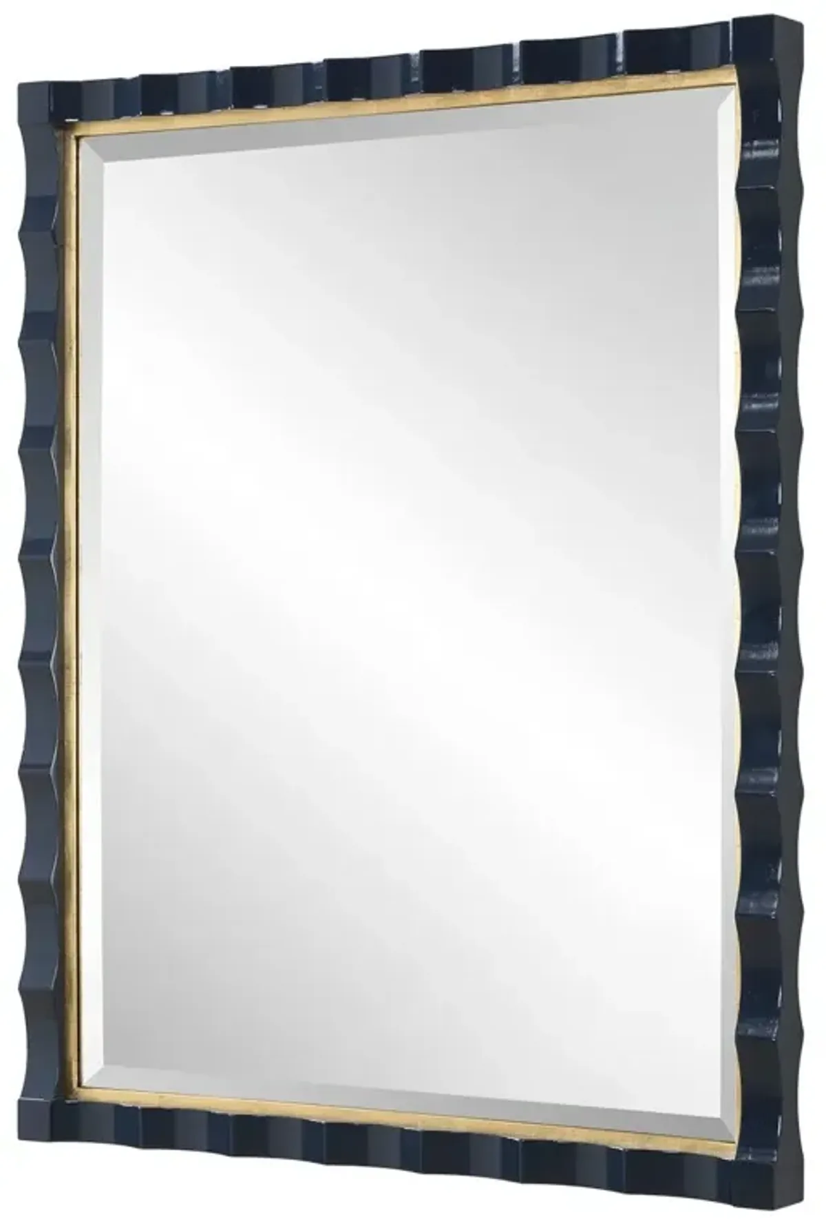 Emilia Wall Mirror, Blue High-Gloss Lacquer