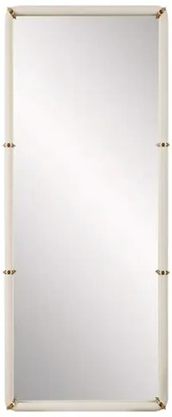 Ophelia Faux Shagreen Leather Wrap Wall Mirror - White/Gold