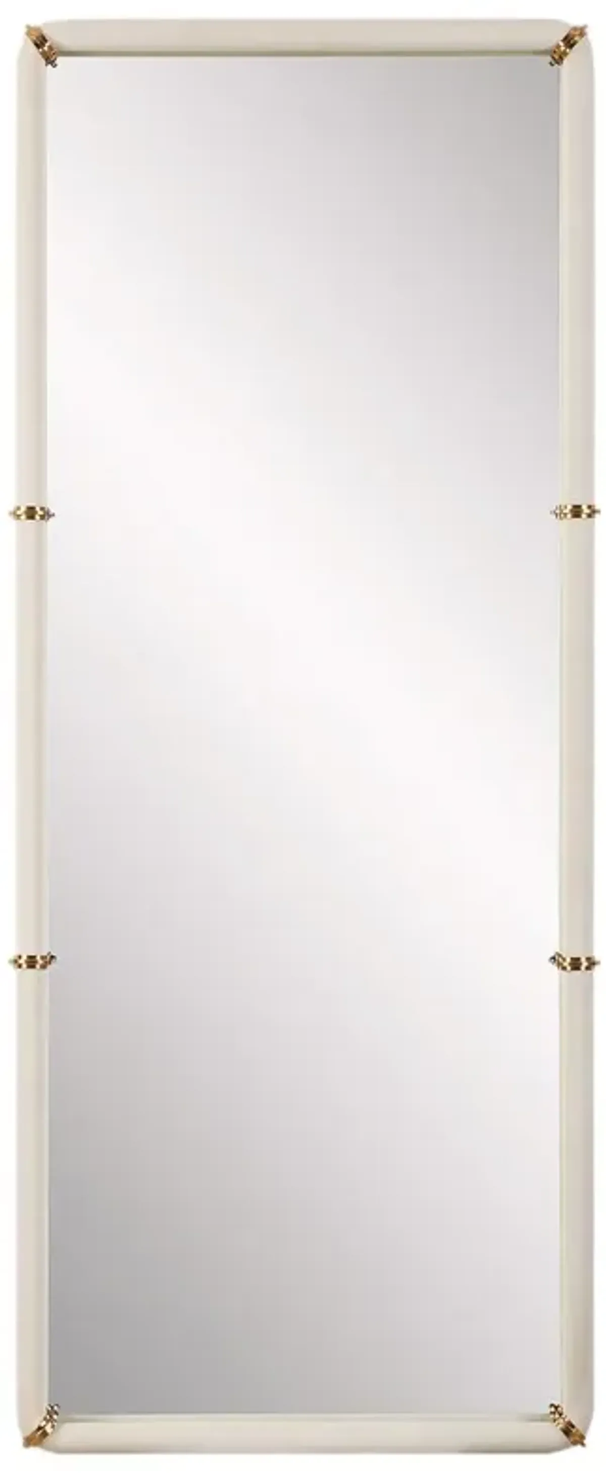 Ophelia Faux Shagreen Leather Wrap Wall Mirror, White/Gold