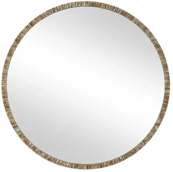 Verona Shell 40" Round Wall Mirror, Bronze