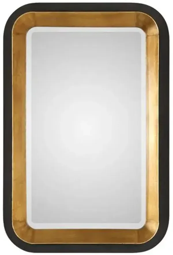 Petrona Wall Mirror - Black/Metallic Gold Leaf
