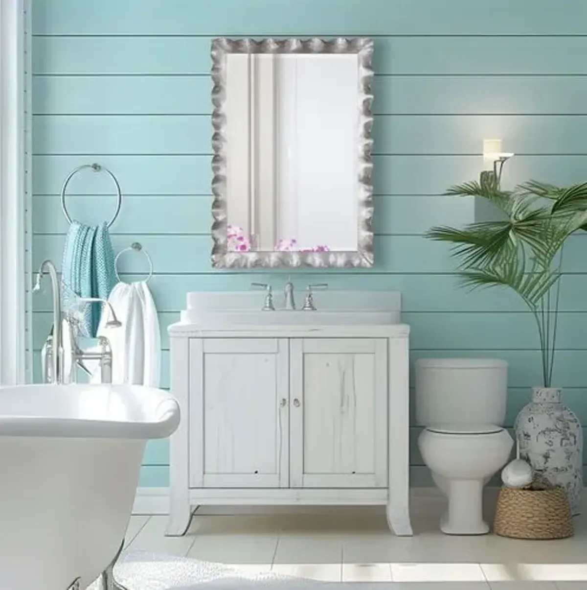 Kaelen Scalloped Edge Wall Mirror - Silver