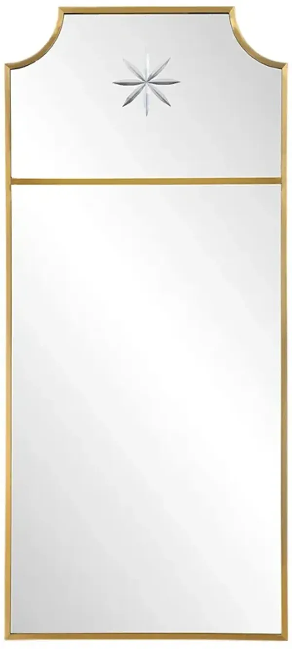 Yvette Etched Medallion Wall Mirror, Brass