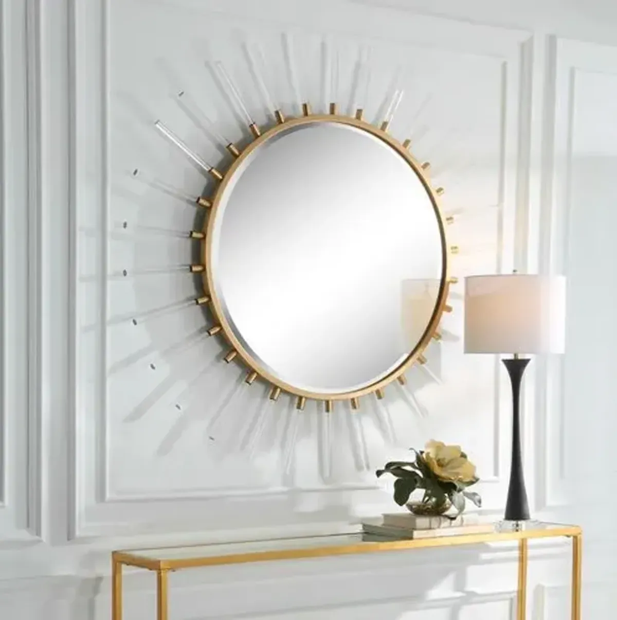 Amarae Starburst 55" Round Wall Mirror - Gold/Acrylic