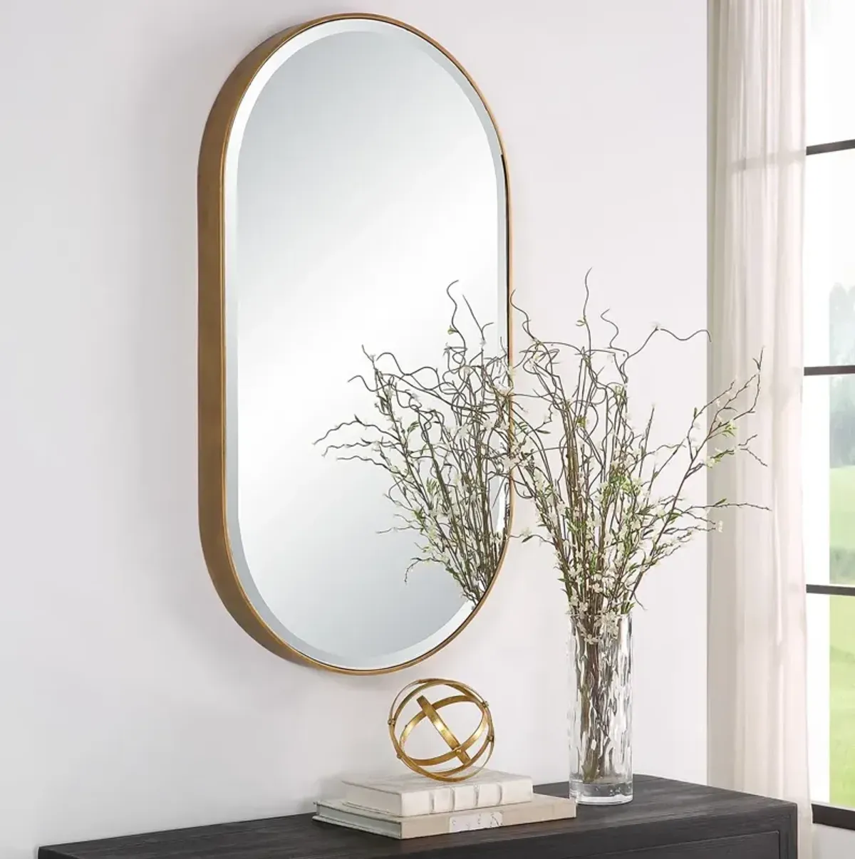 Nolan Oval Wall Mirror, Gold