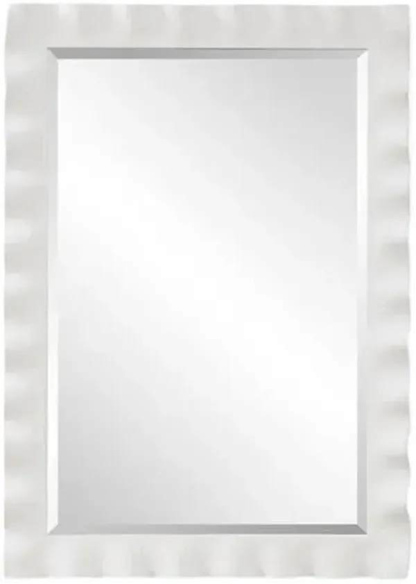 Kaelen Scalloped Edge Wall Mirror - White