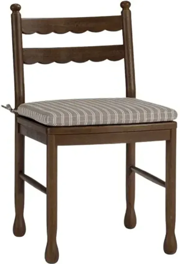 Set of 2 Declan Scalloped Back Dining Chairs - Brown