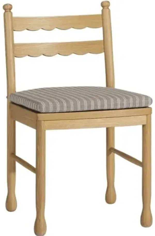 Set of 2 Declan Scalloped Back Dining Chairs - Brown