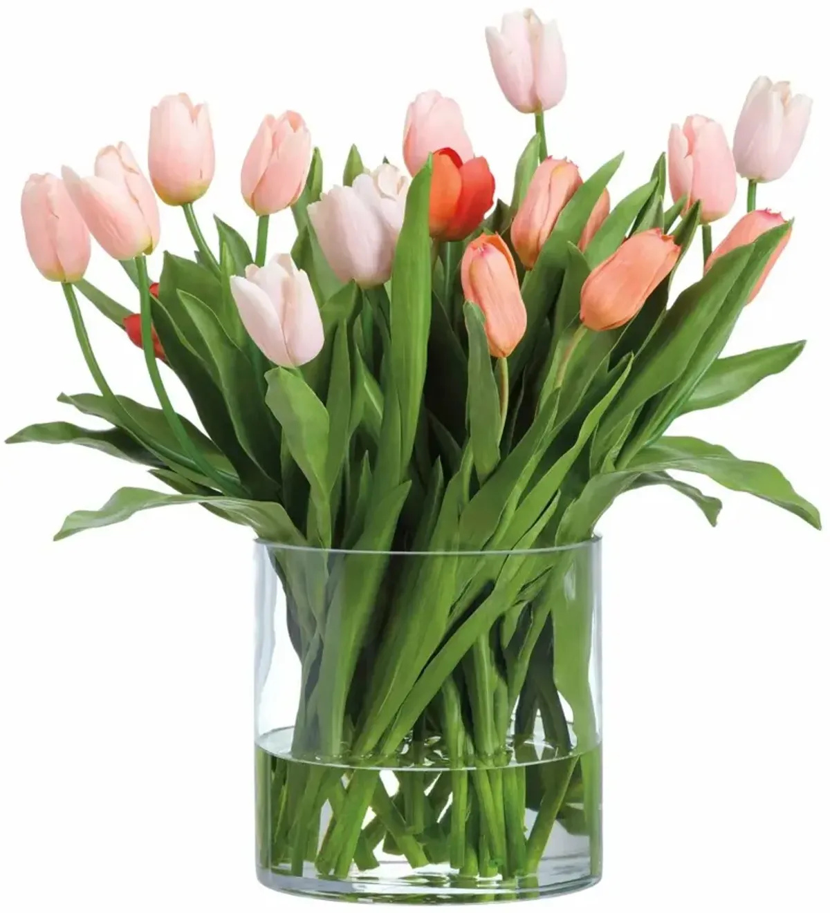 24" French Tulips Arrangement in Glass Vase, Green