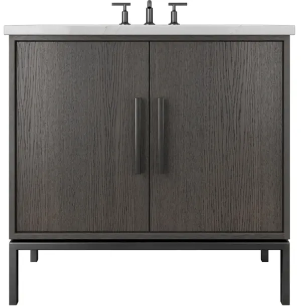 Briar White Oak Single Bathroom Vanity - Gray
