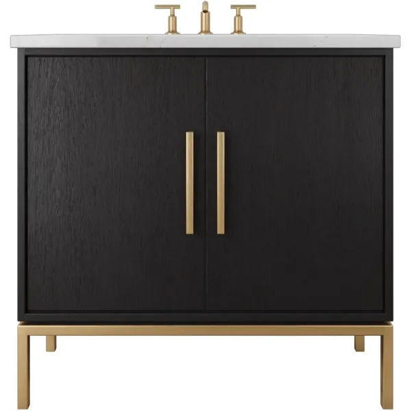 Briar White Oak Single Bathroom Vanity - Black