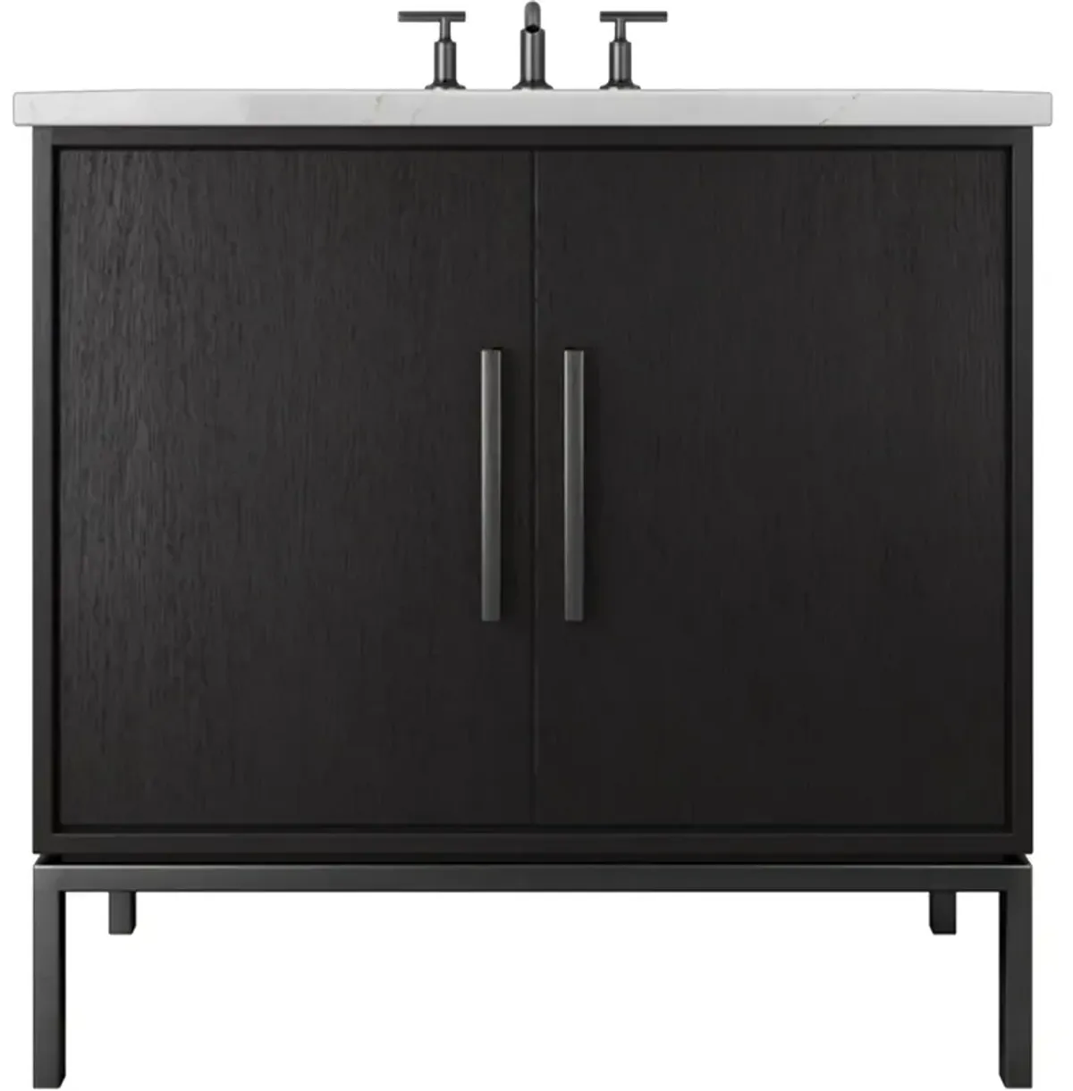 Briar White Oak Single Bathroom Vanity - Black