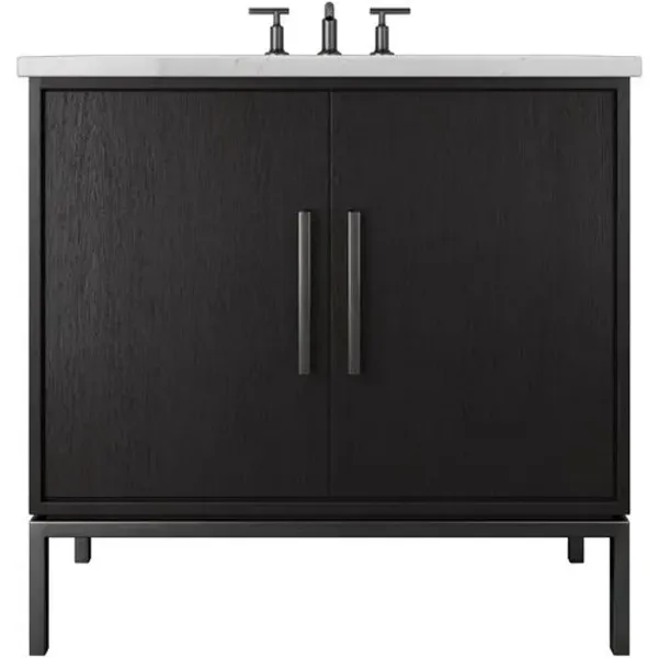 Briar White Oak Single Bathroom Vanity - Black