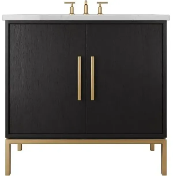 Briar White Oak Single Bathroom Vanity - Black