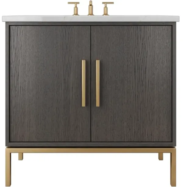 Briar White Oak Single Bathroom Vanity - Gray