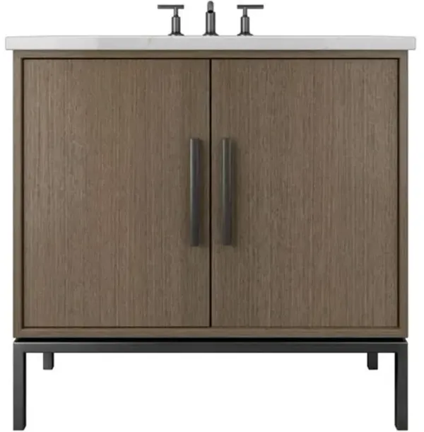 Briar White Oak Single Bathroom Vanity - Gray