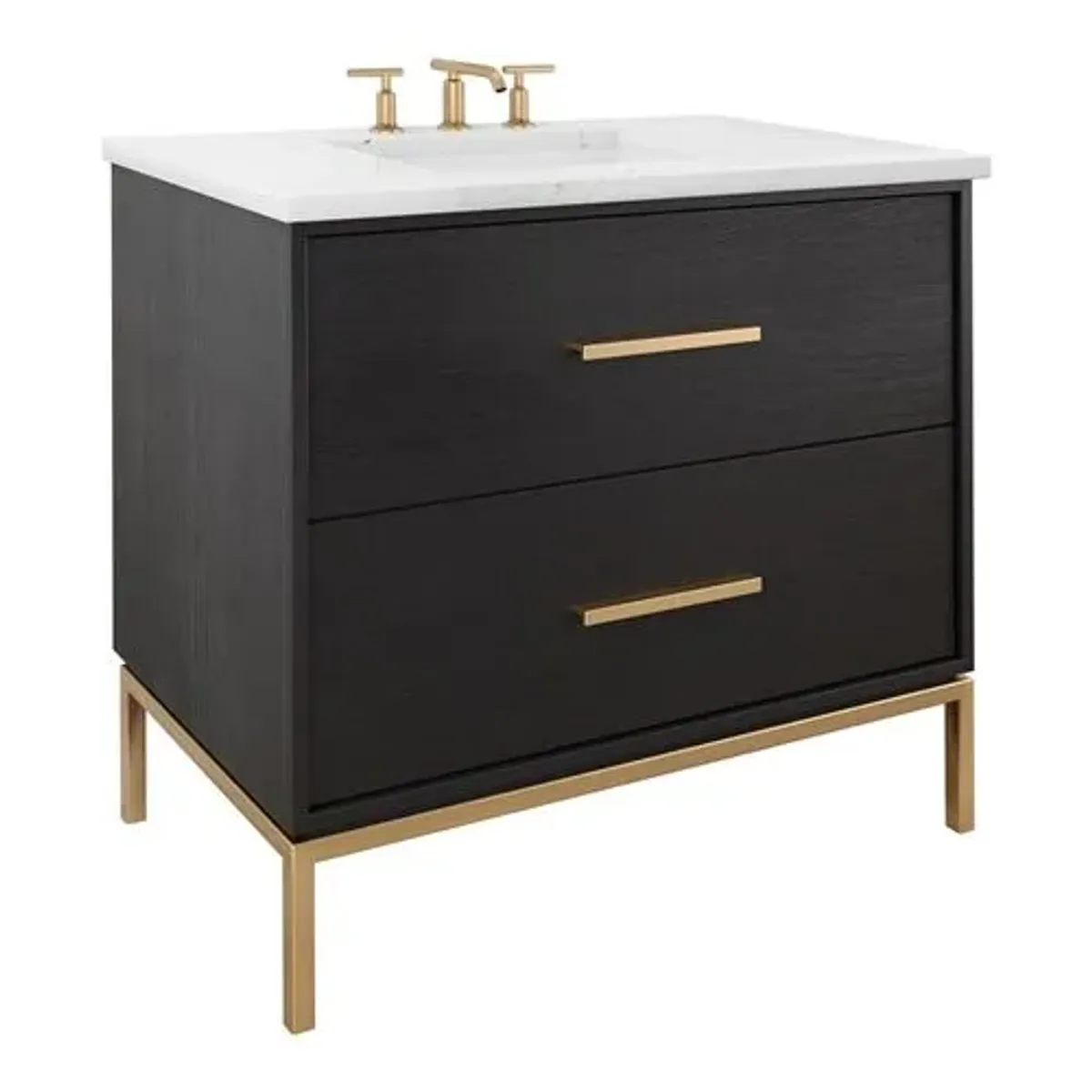 Briar White Oak Two-Drawer Single Bathroom Vanity - Black