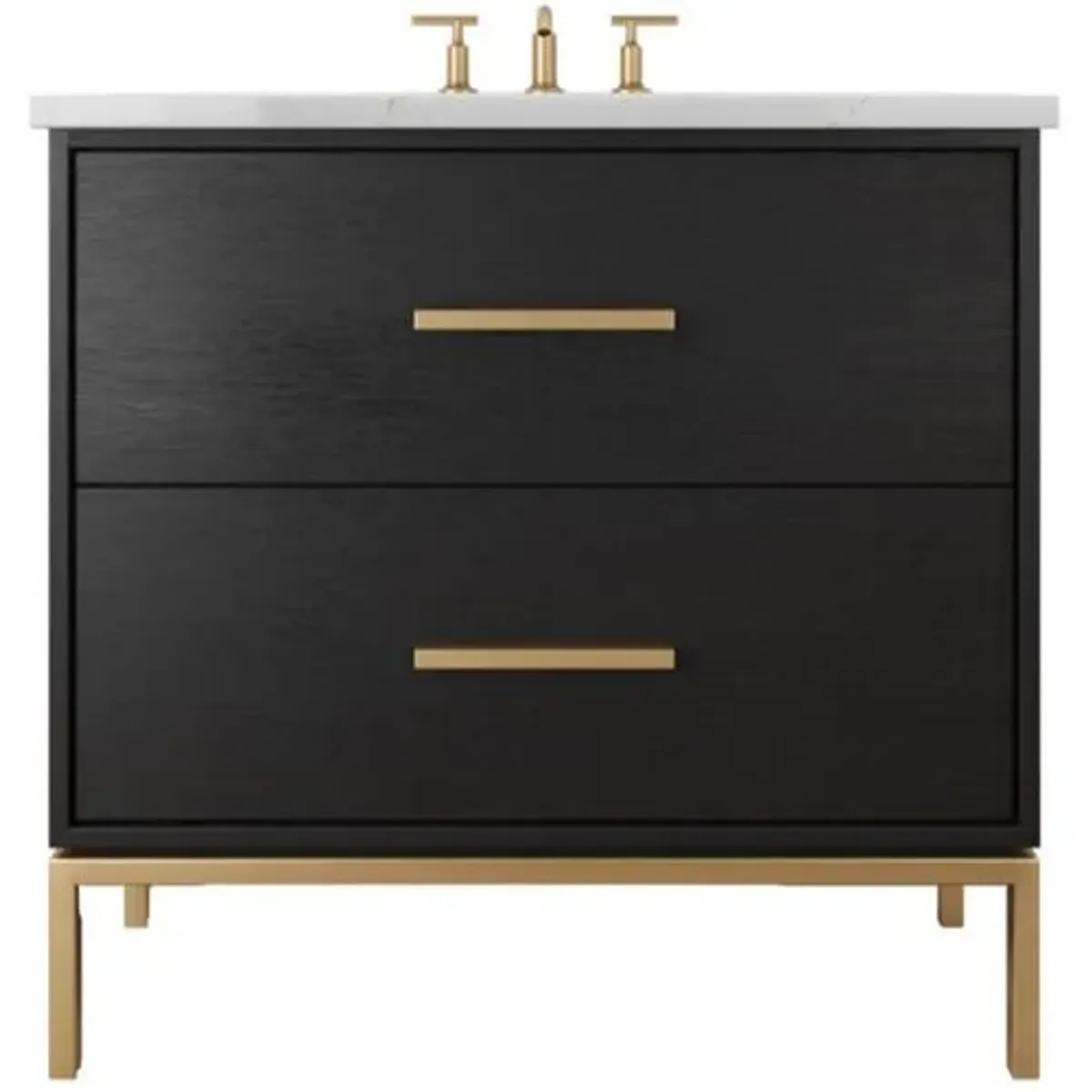 Briar White Oak Two-Drawer Single Bathroom Vanity - Black