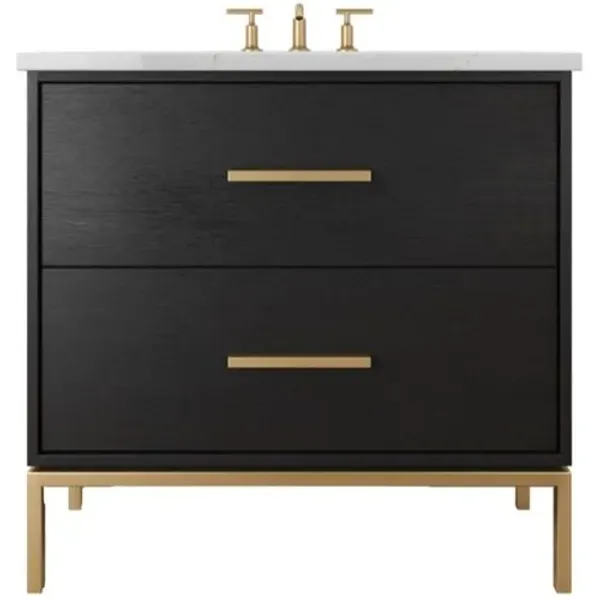 Briar White Oak Two-Drawer Single Bathroom Vanity - Black