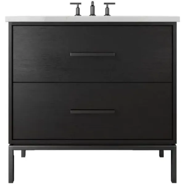 Briar White Oak Two-Drawer Single Bathroom Vanity - Black