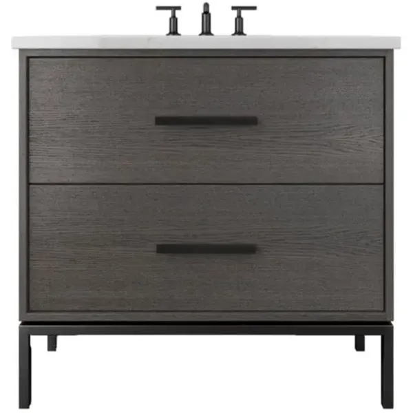 Briar White Oak Two-Drawer Single Bathroom Vanity - Gray