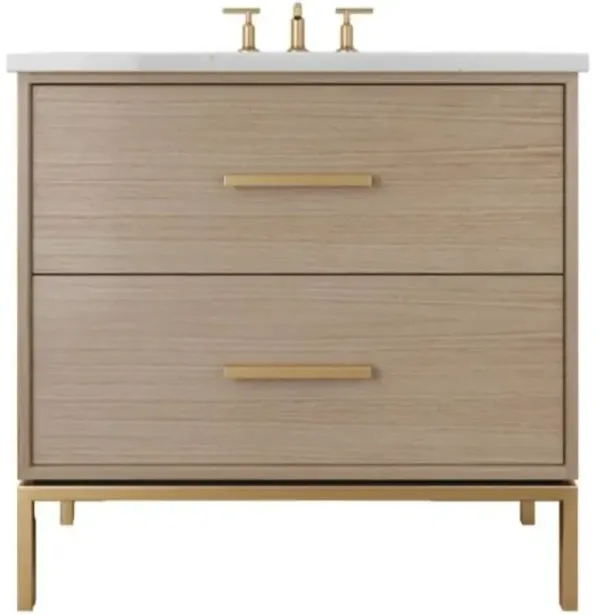 Briar White Oak Two-Drawer Single Bathroom Vanity - Brown