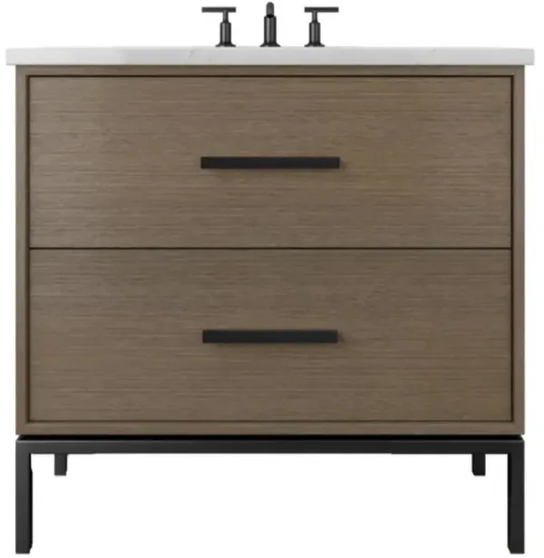 Briar White Oak Two-Drawer Single Bathroom Vanity - Brown
