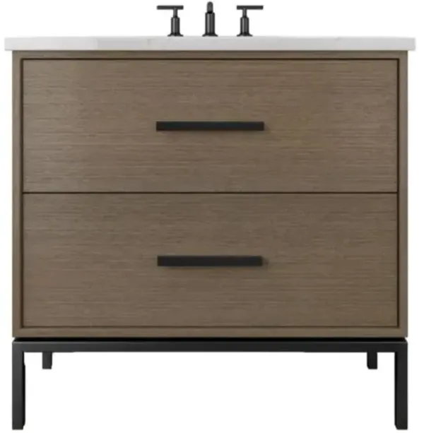 Briar White Oak Two-Drawer Single Bathroom Vanity - Brown