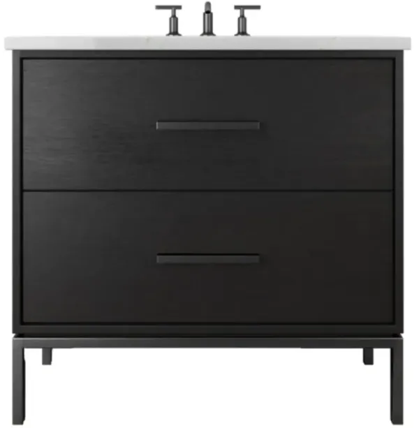 Briar White Oak Two-Drawer Single Bathroom Vanity - Black