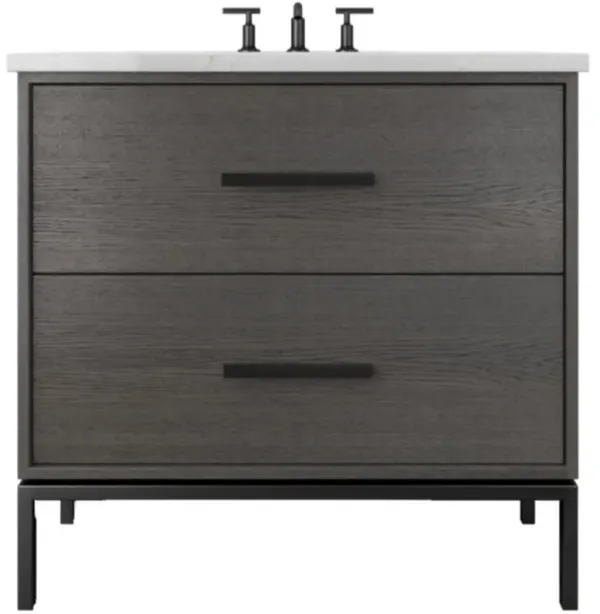 Briar White Oak Two-Drawer Single Bathroom Vanity - Gray