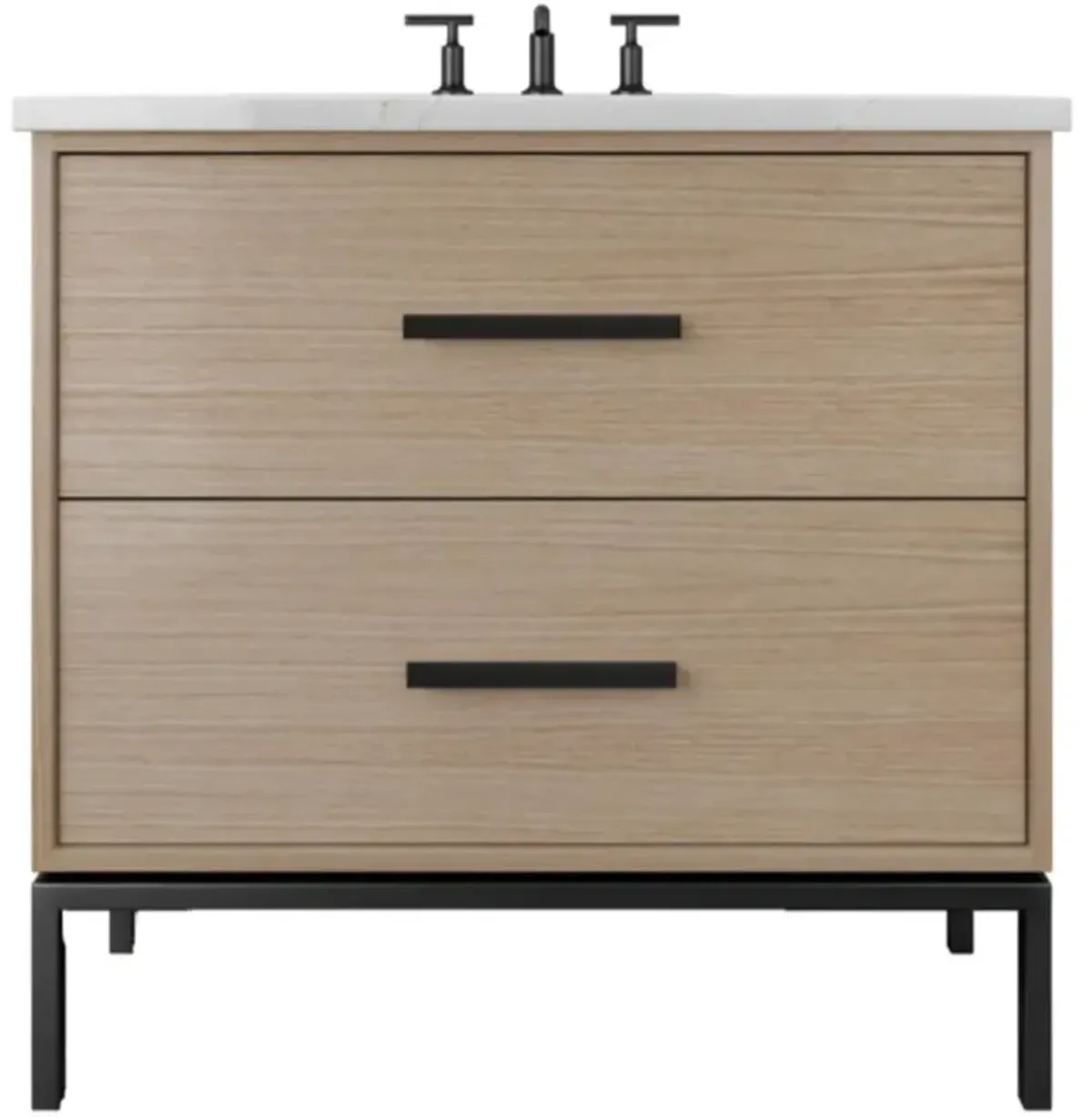 Briar White Oak Two-Drawer Single Bathroom Vanity - Brown