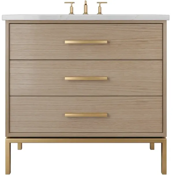 Briar White Oak Three-Drawer Single Bathroom Vanity - Brown