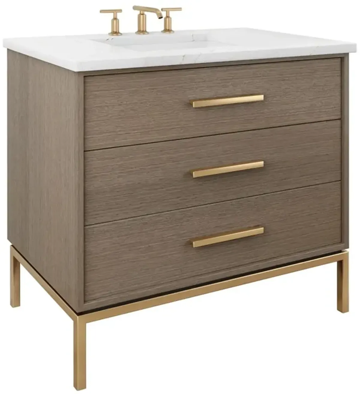 Briar White Oak Three-Drawer Single Bathroom Vanity - Brown
