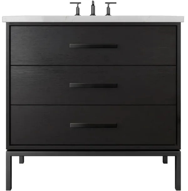 Briar White Oak Three-Drawer Single Bathroom Vanity - Black