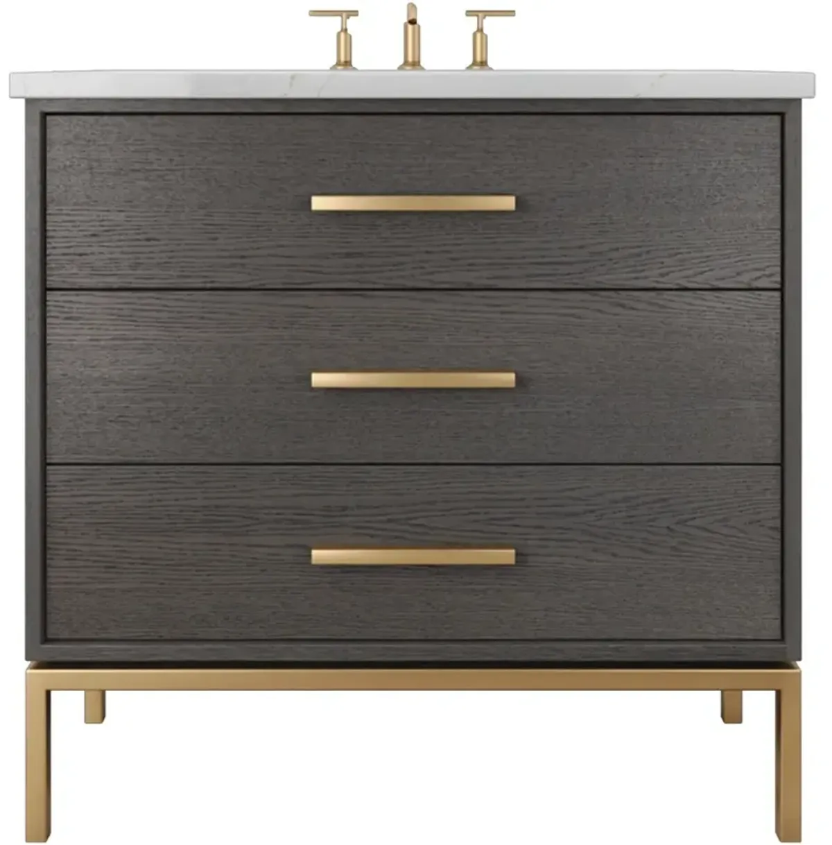 Briar White Oak Three-Drawer Single Bathroom Vanity - Gray