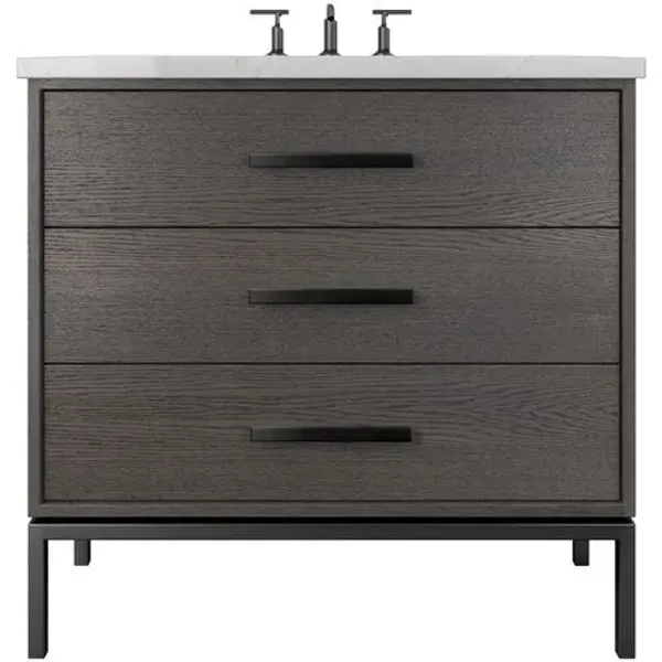 Briar White Oak Three-Drawer Single Bathroom Vanity - Gray