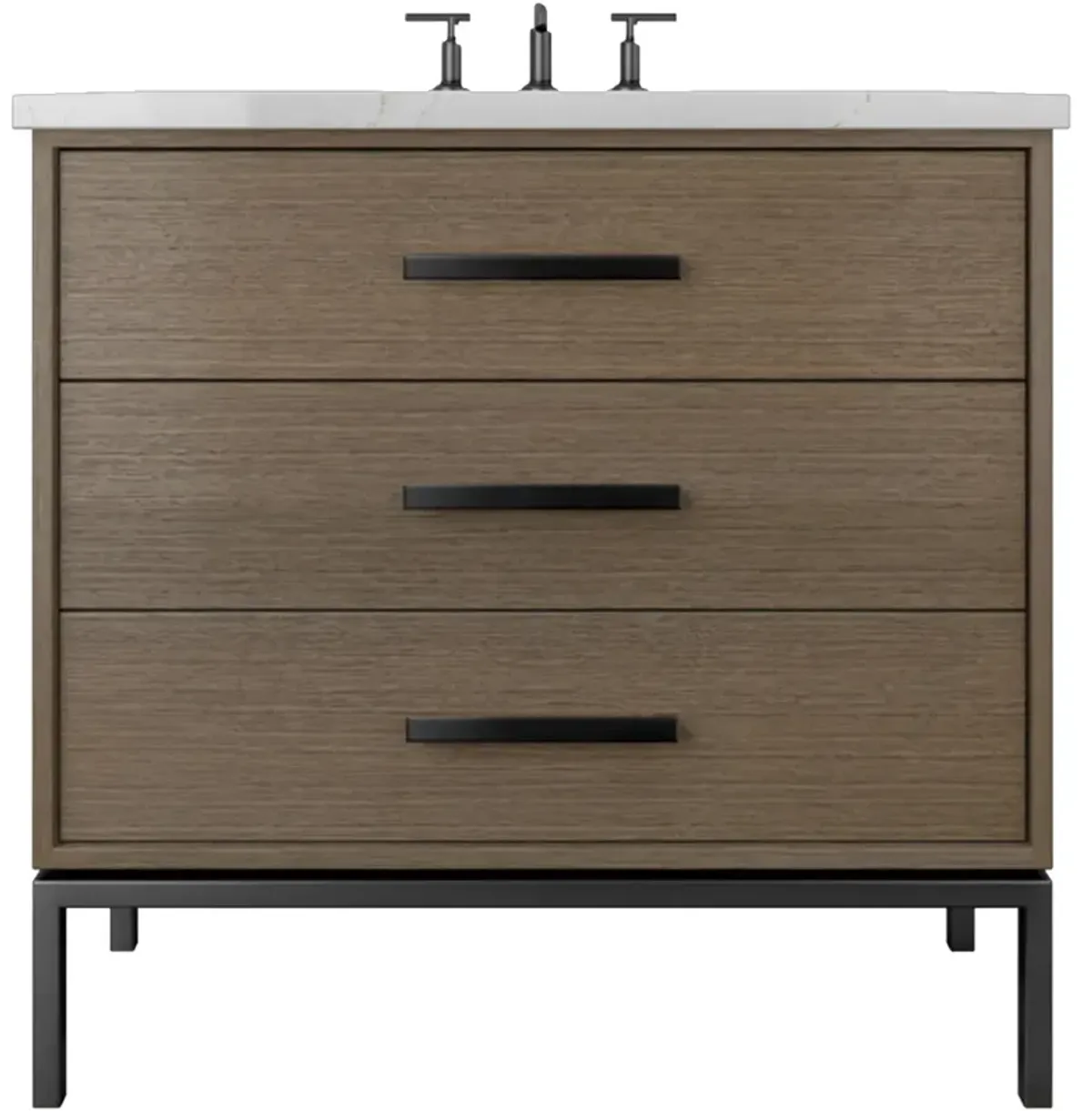 Briar White Oak Three-Drawer Single Bathroom Vanity - Brown