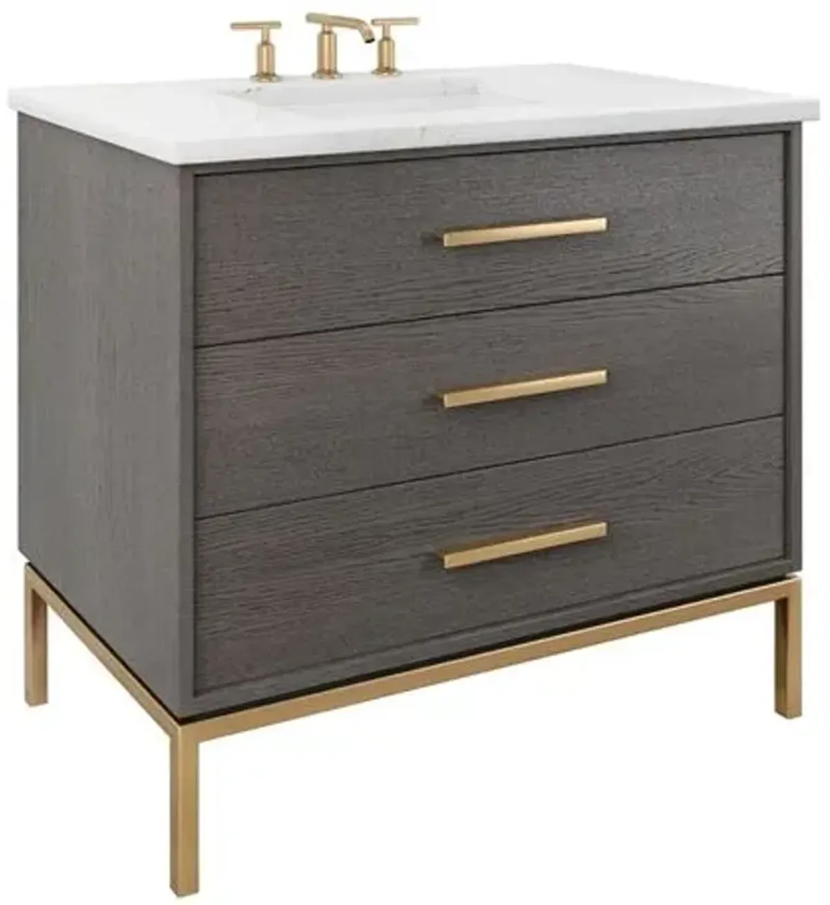 Briar White Oak Three-Drawer Single Bathroom Vanity - Gray