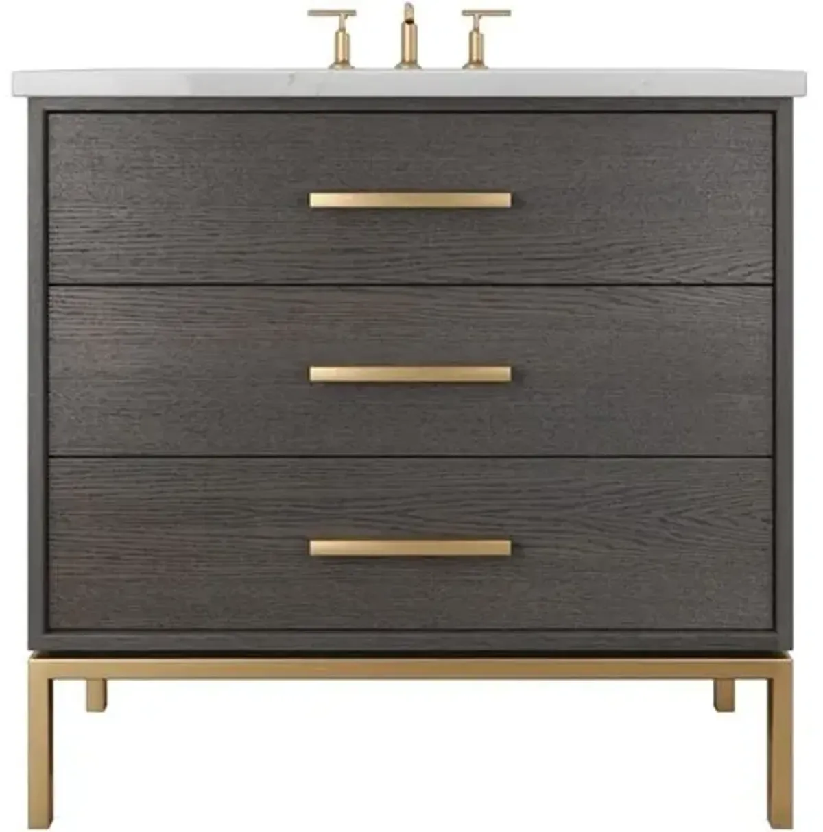 Briar White Oak Three-Drawer Single Bathroom Vanity - Gray