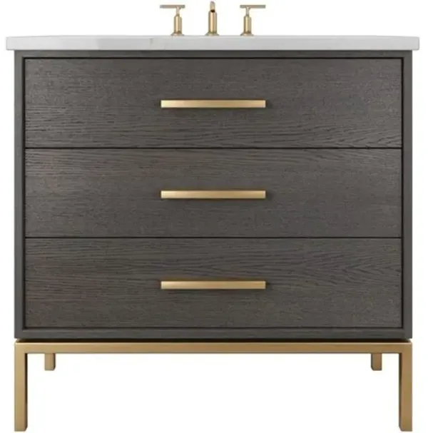 Briar White Oak Three-Drawer Single Bathroom Vanity - Gray