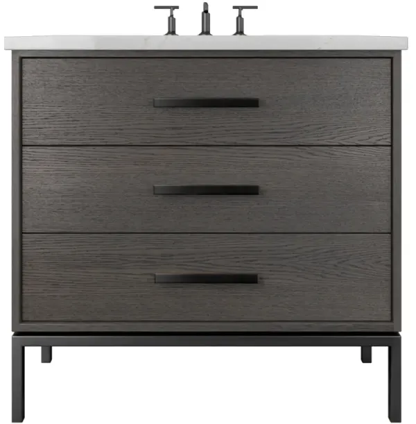 Briar White Oak Three-Drawer Single Bathroom Vanity - Gray