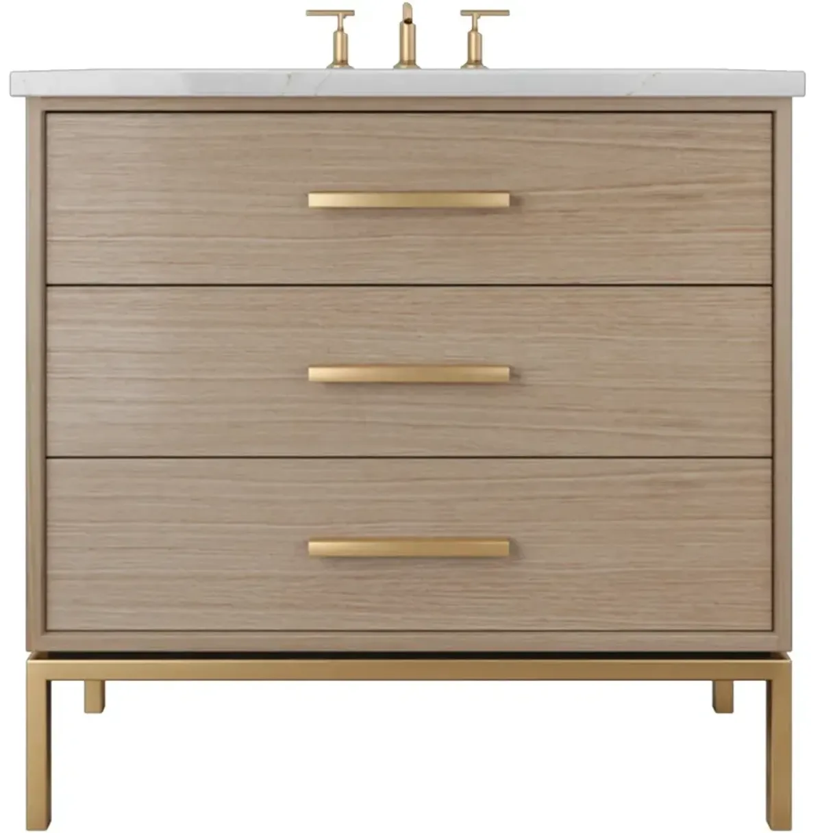 Briar White Oak Three-Drawer Single Bathroom Vanity - Brown