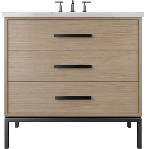 Briar White Oak Three-Drawer Single Bathroom Vanity - Brown