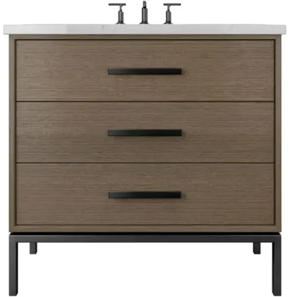 Briar White Oak Three-Drawer Single Bathroom Vanity - Brown
