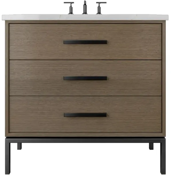 Briar White Oak Three-Drawer Single Bathroom Vanity - Brown