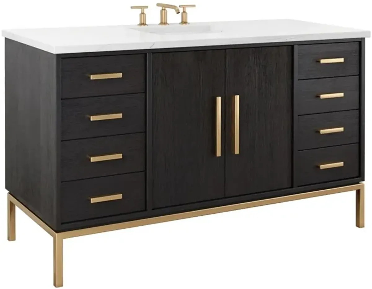 Briar White Oak Single Extra Wide Bathroom Vanity - Black