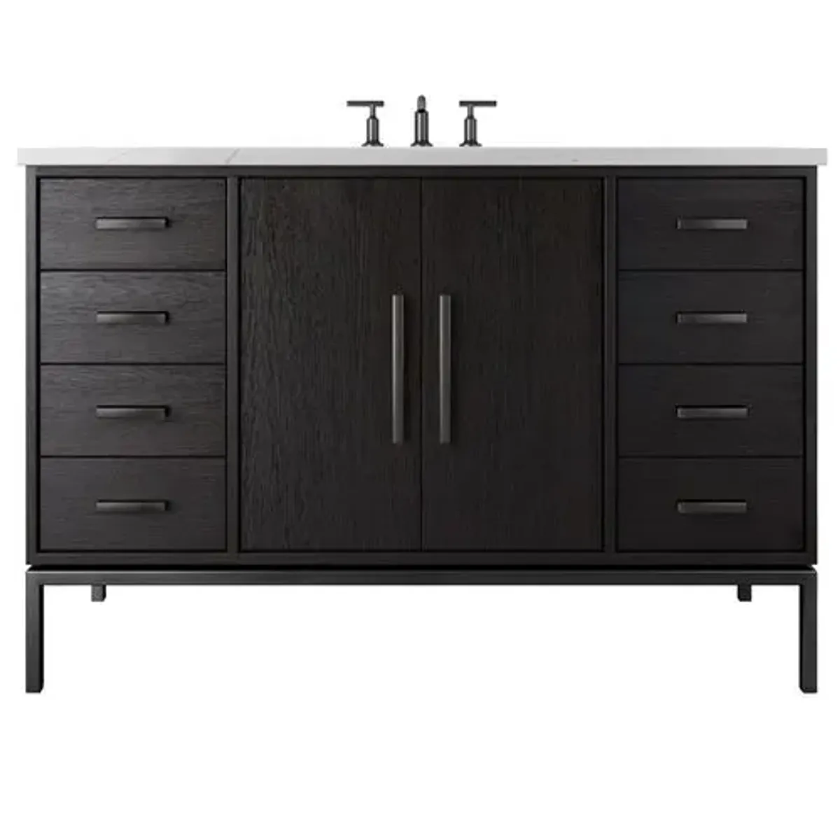 Briar White Oak Single Extra Wide Bathroom Vanity - Black