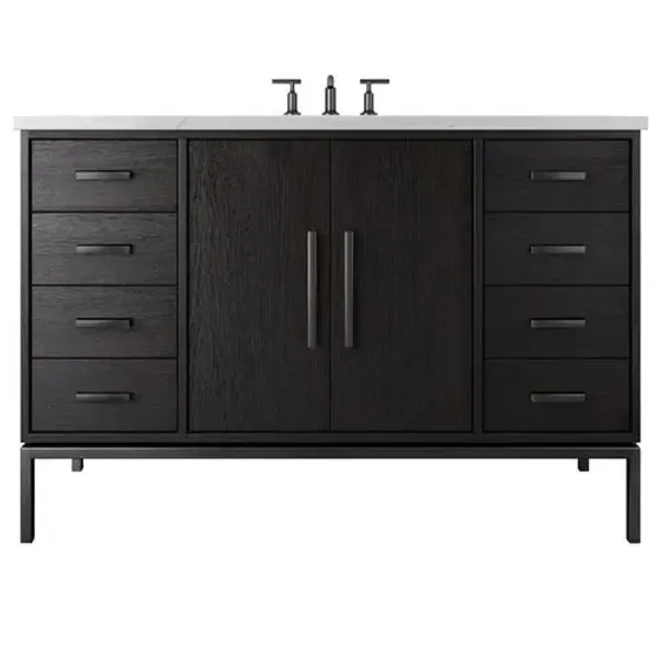 Briar White Oak Single Extra Wide Bathroom Vanity - Black